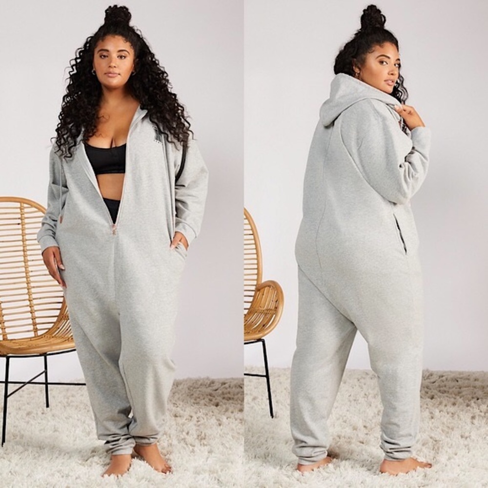 Savage X Fenty Rihanna Forever Savage Hooded Onesie Platinum Gray | 1X